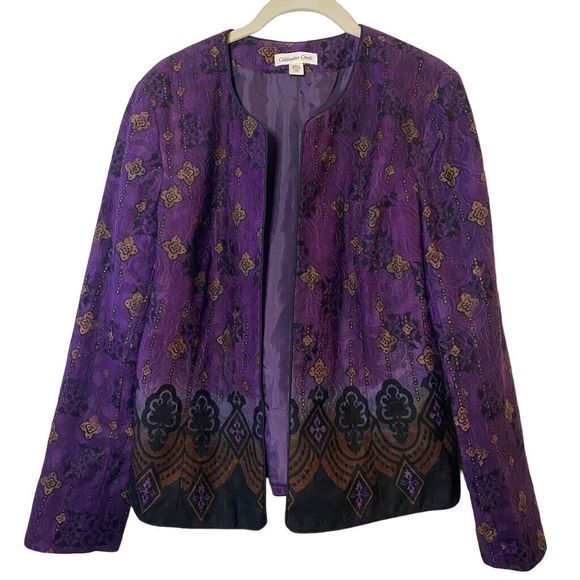 Coldwater‎ Creek Jacket Women's Size 10 Purple art boho - Picture 1 of 8